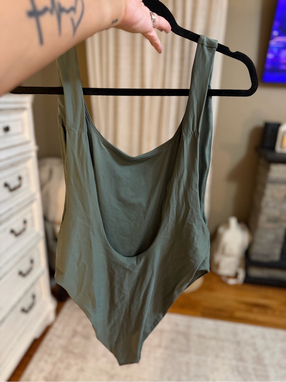 aerie Olive Scoop-Back One-Piece Swimsuit